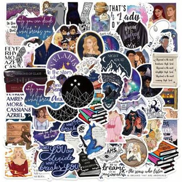 SHEIN 50Pcs Acotar Stickers Acotar Stickers For Kindle Acotar Merch Fantasy Book Stickers Acotar Gifts Vinyl Stickers Stickers For Water Bottle, Hydroflask,