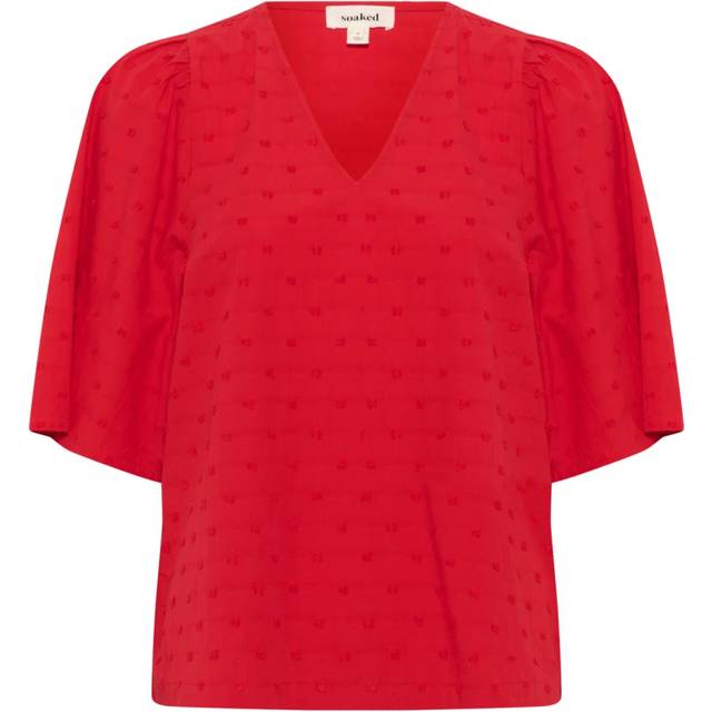 Soaked In Luxury Sunela Felisia V-Neck Blouse, Red