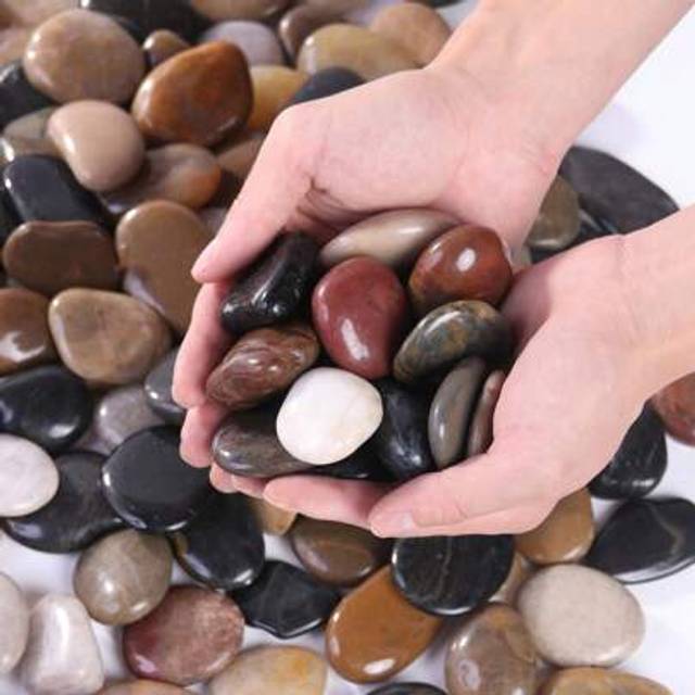 SHEIN 500g/1000g Colorful Decorative Pebbles 2-3cm Suitable For Garden And Home, Multi-Color Stones (White, Black, Yellow, Multicolor), Suitable For Indoor