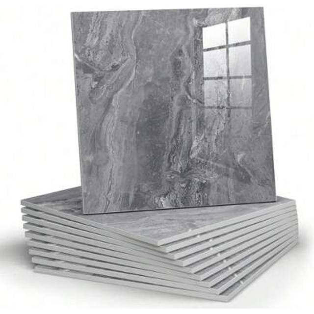 SHEIN 10pcs 0.9ã¡ Deep Gray Marble Pattern Tile Sticker Waterproof & Moisture-Proof Aluminum Plastic Board Self-Adhesive Wall Paper For Wall Renovation And