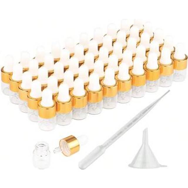 SHEIN 8/15/50 Pcs Mini Glass Dropper Bottles Mini Dropper Bottles Sample Bottles Small Sample Vials With Lid For Traveling Essential Oils Cosmetic Liquid Sa