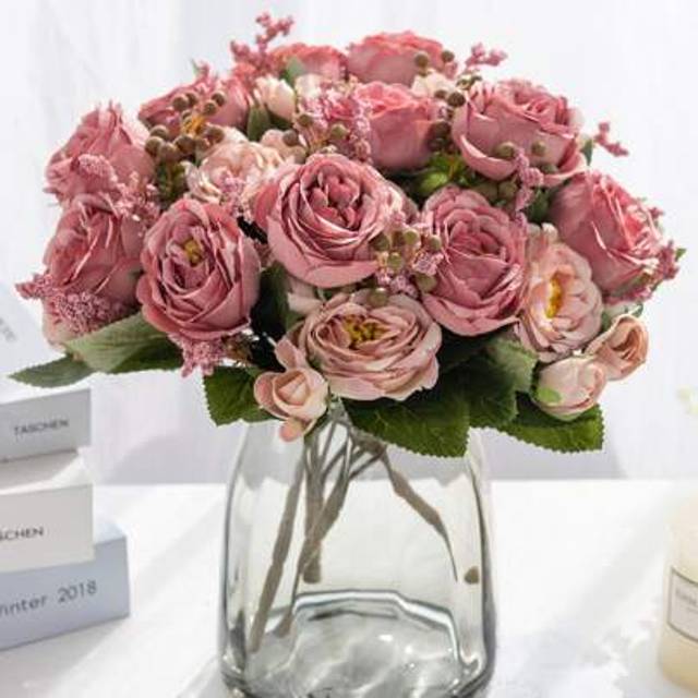 SHEIN 1bunch/3bunches Artificial Peony Flower Mixed Bouquet For Wedding Decor, Classroom Decoration, Home Vase, Garden, Birthday Party Festival, Valentine D