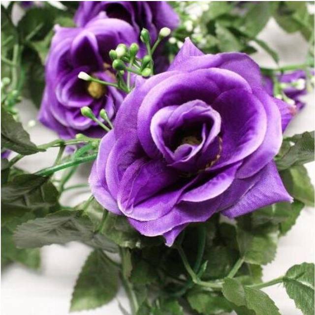 Best Artificial 7ft Purple Silk Rose Garland