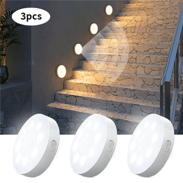 SHEIN 1pc/3pcs/6pcs LED Motion Sensor Night Light, 8LED Rechargeable Cabinet Light, Suitable For Various Room Types Of Lighting, Bedside, Hallway, Closet, S