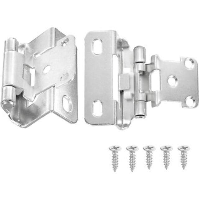 8 Pcs Cabinet Hinges, 1/2 Overlay Partial Wrap Cabinet Hinges, Silver