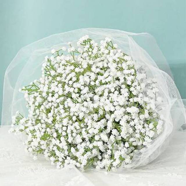 SHEIN 18pcs/Pack Artificial Queen Anne&#39;s Lace Flower Bouquet With Stems, Artificial Baby&#39;s Breath Flowers With Stems Bouquet,Real Touch Fake Flowers,Home Of