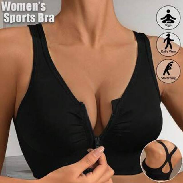 SHEIN Women&#39;s Sports Front-Zip Bras Bralette Bra Underwear Tank Top Racerback Wireless Intimates Gathered Criss Cross Back Front Closure Training Yoga Gym R