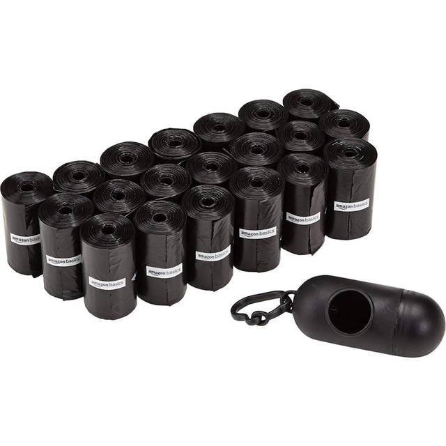 Amazon basics dog poop bags with dispenser and leash clip, unscented, 300 count