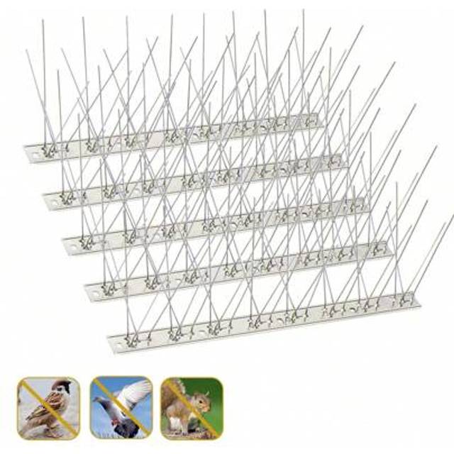 SHEIN 10 Packs Bird Spikes Stainless Steel Anti Pigeons Deterrent Total 3.3M / 10.83ft Birds Repellent Anti Climb Security Wall Fence Away From Roof Windows