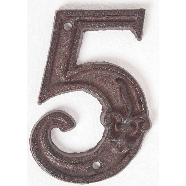 Homescapes Cast Iron House Number Decorative Metal Door Number, 5 - Brown