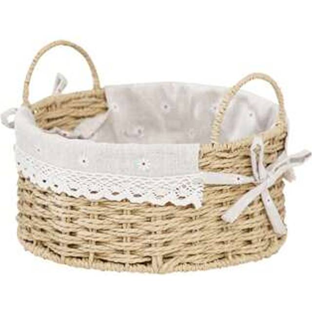 SHEIN 1pc Woven Seagrass Desktop Storage Basket With Paper Rope For Home Office Cosmetic Remote Control Organizer,Bohemian Rope Plant Pot Basket, Natural Mi