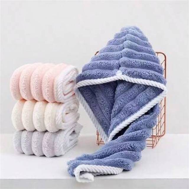 SHEIN A Striped Microfiber Absorbent Headscarf - Super Absorbent Quick Drying Hair Cap For Women, Soft Bath Towel For Long And Short Hair, Wet Hair Anti-Fri