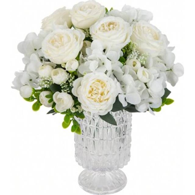 SHEIN 1PC Artificial Peony Flowers Silk Hydrangea Bouquet Wedding Decoration DIY Wreath Material, Bride Holding Flower, Wrist Flower, Chest Flower, Head Flo