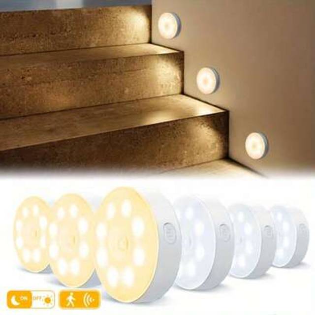 SHEIN 1pc/3pcs/6pcs Smart Sensor LED Night Light, 8 LED Beads Magnetic Stair Light, USB Rechargeable Motion Sensor Lamp With 120Â° Wide Detection Range, Dim