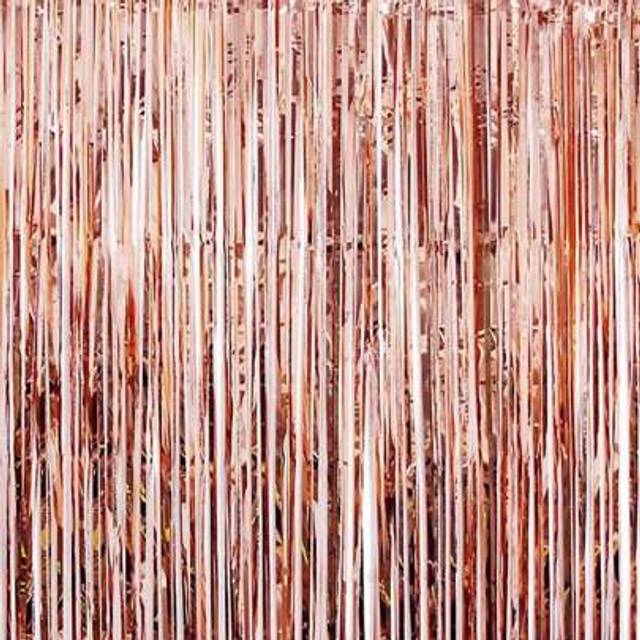 SHEIN 2pcs 2m Rose Gold Balloon Curtain Backdrop Decoration, Tassel Door Curtain