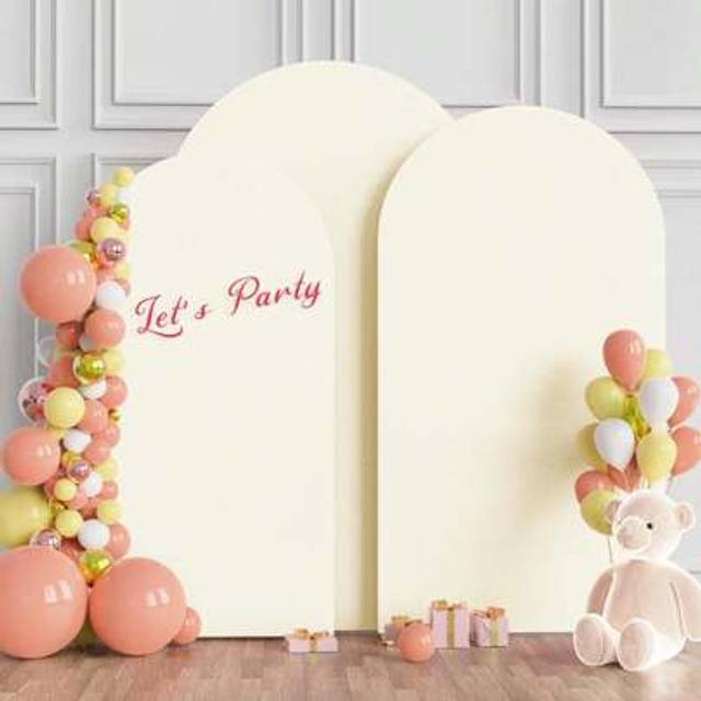 SHEIN Arch Backdrop, 4ft, 5ft, 6ft, 6.6ft, 7.2ft, 8ft Beige Wedding Arch Cover 2 Sided Spandex Fitted Fabric Arch Backdrop Dome Arch Backdrop Fabric For Bir