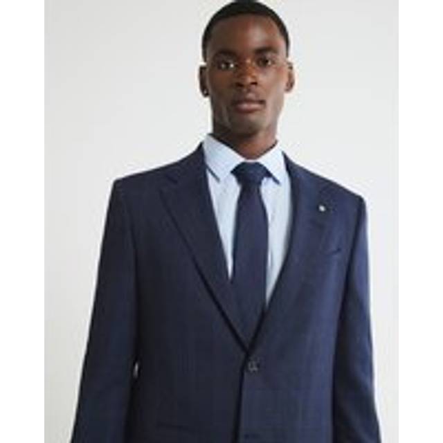 Mens River Island Blue Regular Fit Check Suit Jacket - 34R