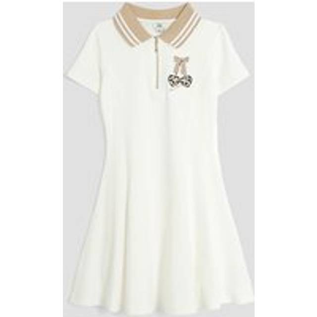 River Island Girls Cream Ribbed Leopard Cherry Polo Dress - 5-6 Yrs