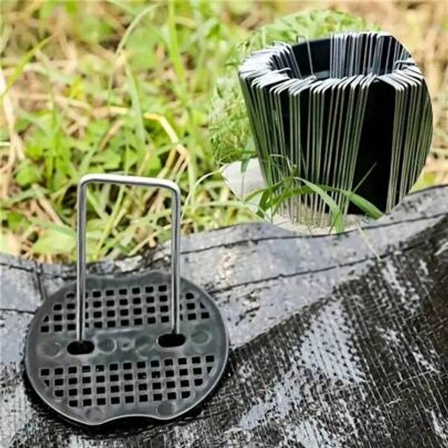 SHEIN 50pcs U-Shaped Ground Nails For Securing Lawn/Grass And Anti- Fabric, Galvanized Steel Garden Stakes With Washers, Also Suitable For Ground Cloth And