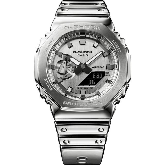 Casio G-Shock G-Steel Fine Metallic Tough Silicone Strap Grey Dial Quartz GM-2100YM-8A 200M Men's Watch