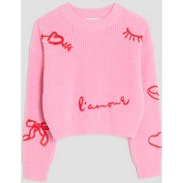 River Island Girls Pink Knitted Graffiti Jumper - 7-8 Yrs