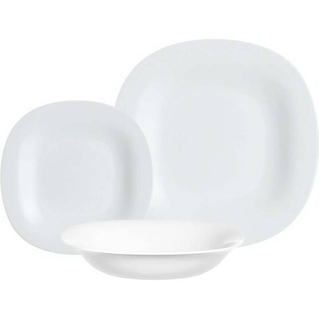 Dinnerware set luminarc carine square glass white crockery plates microwave safe