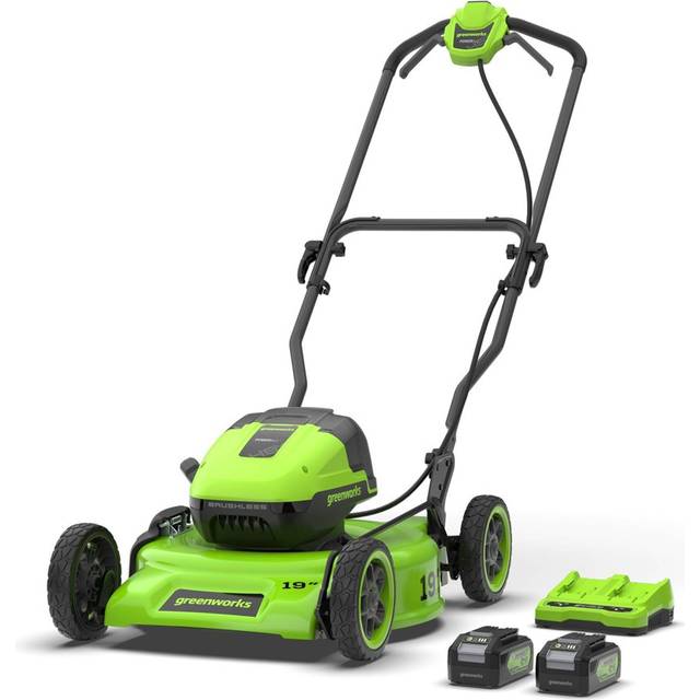 Greenworks MO48L 48v Cordless Brushless Self Propelled Rotary Lawnmower 460mm 2 x 4ah Li-ion Twin Battery Charger