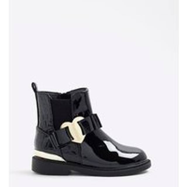River Island Mini Girls Black Heart Bow Chelsea Boots - c8