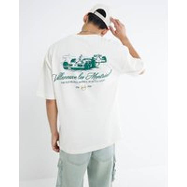 Mens River Island Cream Short Sleeve Montreal Racing T-Shirt - XS