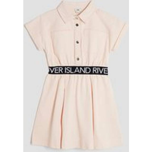 River Island Older Girls River Island Waistband Twill Shirt Dress - Pink, Pink, Size Age: 6 Years - age: 6 YEARS