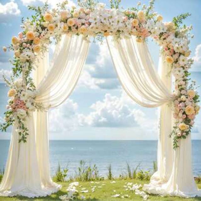 SHEIN 1pc Wedding Arch Drape Tulle Fabric White Sheer Curtain Tulle Backdrop For Wedding Ceremony Birthday Party Backdrop Ceiling Decoration