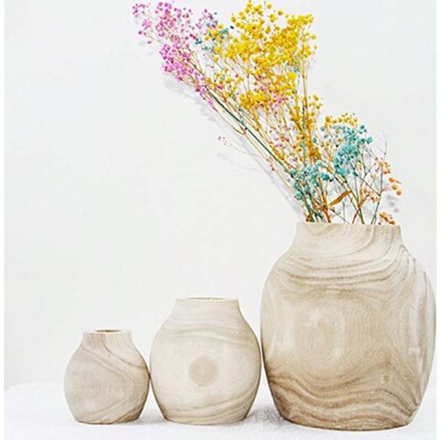 SHEIN 1pc Modern Minimalist Wooden Vase Retro Rustic Flower Pot Bottle For Dried Floral Plants Home Living Room Table Decor Gifts Birthday Graduation Home D