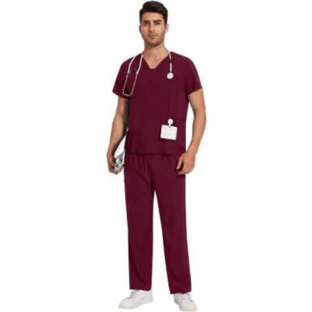 SHEIN Surgical Uniforms Men Scrubs Nursing Sets Tops+Pants Suit Murse Scrubs Uniform Beauty Salon Work Clothes Hospital Scrubs Sets