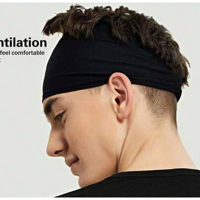 SHEIN 1pc Unisex Wide Elastic Headband, Solid Colors, Sports & Yoga Sweat-Absorbent Head Wrap