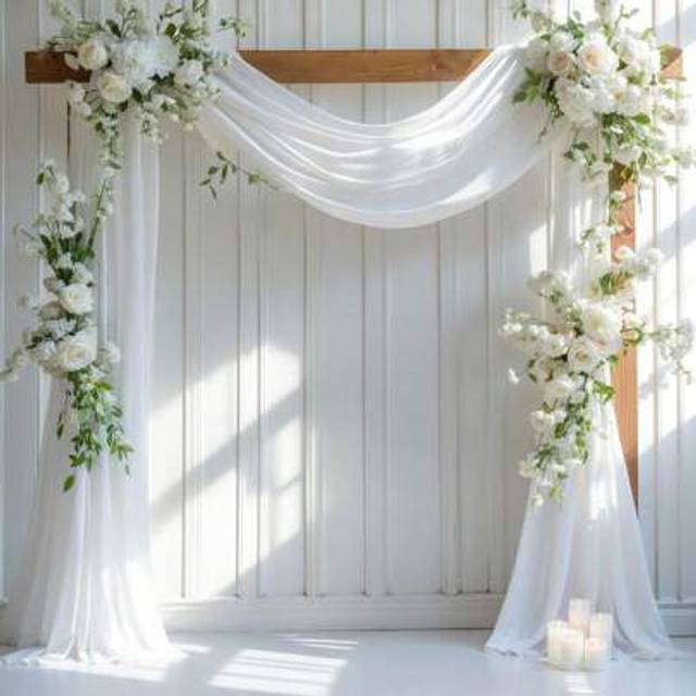 SHEIN 2pcs/1pc/-2025 Wedding Decorations - Wedding Arch Curtains Fabric, (111.81 Inches X 11.81 Inches) Approx. 300cm X 30cm White Tulle Background Curtains