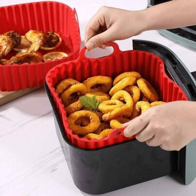 SHEIN 1/2Pcs,Air Fryer Silicone Baking Pan Household High Temperature Resistant Silicone Steam Pan Pan Mat Baking Cake Special Mold