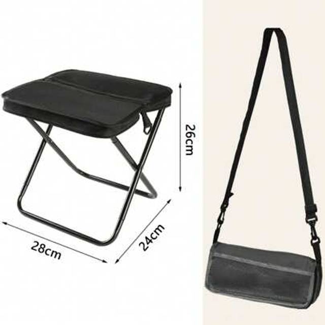 SHEIN 1PC Collapsible Shoulder Bag Style Folding Stool, Lightweight And Durable Outdoor Furniture, Portable Picnic, Camping And Fishing Folding Stool