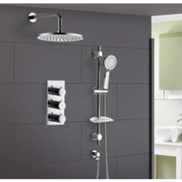 Calla Round Concealed Thermostatic Shower Valve Mixer Set - led Shower Shower Head & Rail Handset