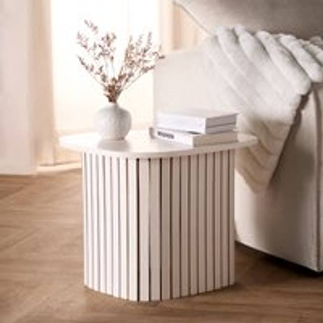OHS Madison Ribbed Side Table - Cream - White