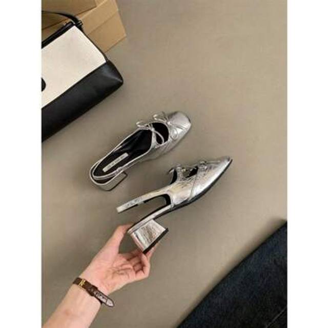 SHEIN Women&#39;s Peep Toe Sandals Summer New Style Stunning Evening Chunky Heel Silver Single Shoes Elegant High Heels