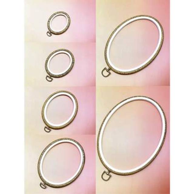 SHEIN Elegant Oval Embroidery Hoop, Dark Brown Vintage-Style Faux Frame, For Arts Sewing, Crafts, Quilting, Home Decor Hangings And More