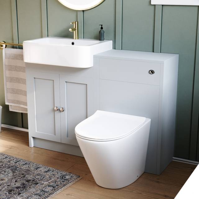 Nes home matte grey 1100mm traditional vanity basin wc unit & toilet unit