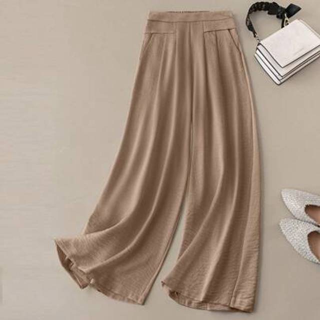 Franclia Women&#39;s Summer Apricot Linen Wide Leg Pants