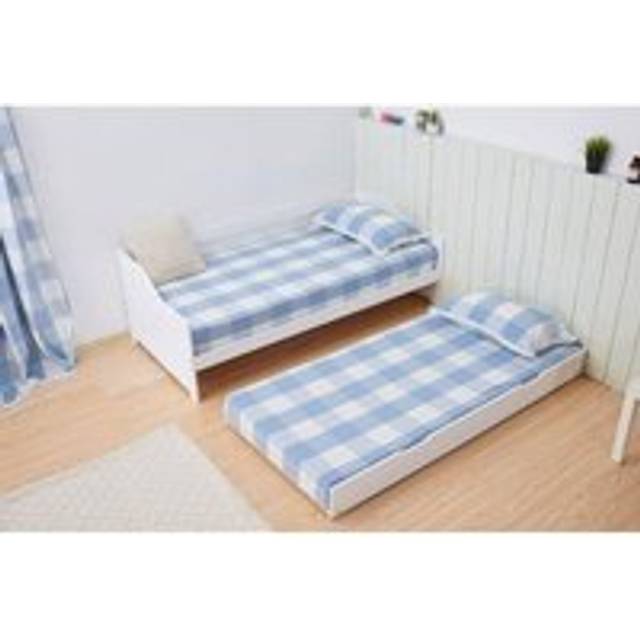 Daybed with Trundle Kids White 3ft Single and 1 Mattress Wooden Day Bed Children Bedroom Furniture