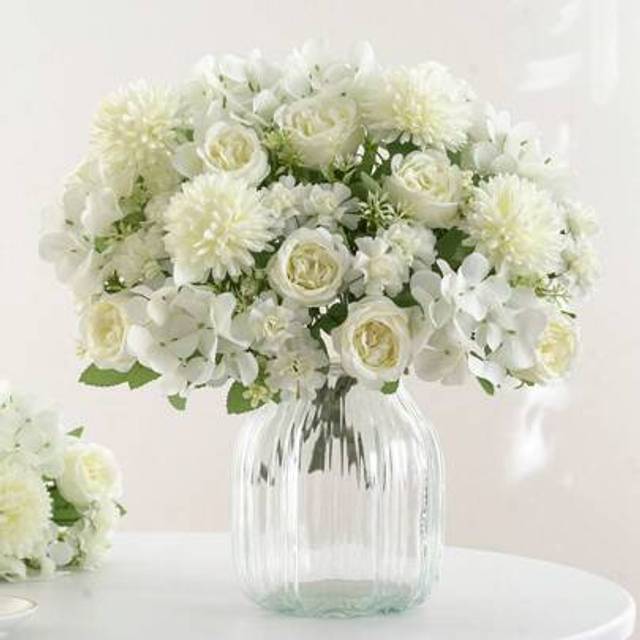SHEIN 1/4pcs Silk Peony Hydrangea Chrysanthemum Bouquet - Perfect For Wedding Decoration DIY Wreath Material, Bride Holding Flower, Wrist Flower, Chest Flow