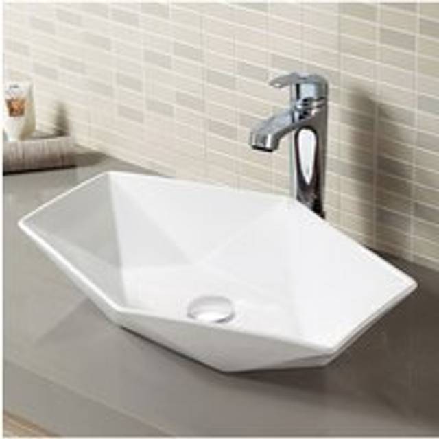 Living And Home White Bathroom Ceramic Irregular Vessle Sink - One Size
