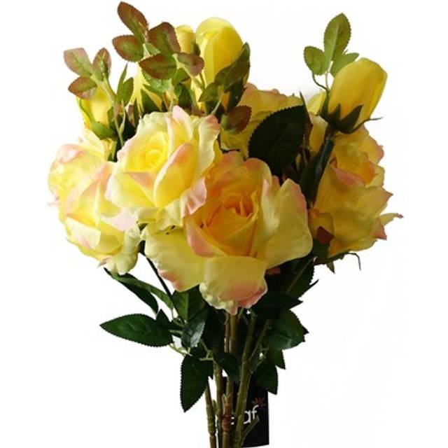 Pack of 6 x 80cm Artificial Yellow Rose Stem - 18 flowers