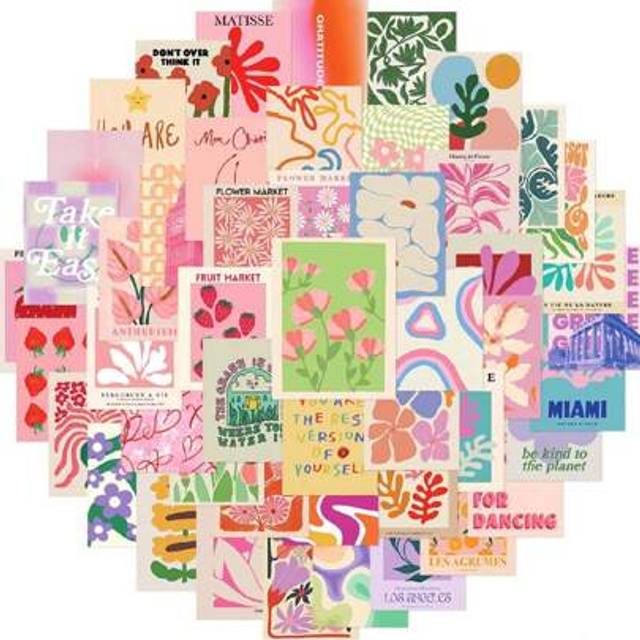 SHEIN 50 Summer Inspirational Macaron Colored Posters And Stickers Back To School