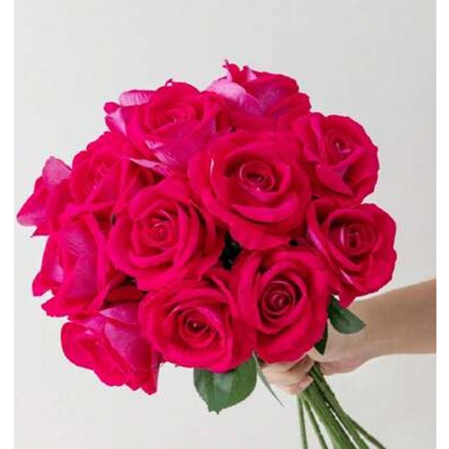 SHEIN 5 Packs/4Pcs/1Pc Rose Red Rose Artificial Bridal Bouquet Realistic Velvet Faux Flower Flower Arrangement Decoration Fake Rose Artificial Rose For Vale