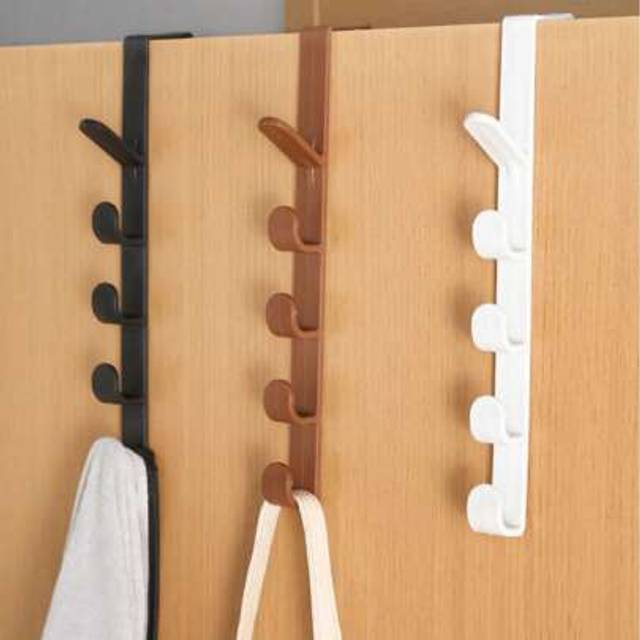 SHEIN 1pc Bedroom Door Hanger Rack, Dormitory Wardrobe Hook For Hanging Clothes, Bags, Hats, Wall-Mounted Plastic Storage Organizer, Multi-Function Home Dec